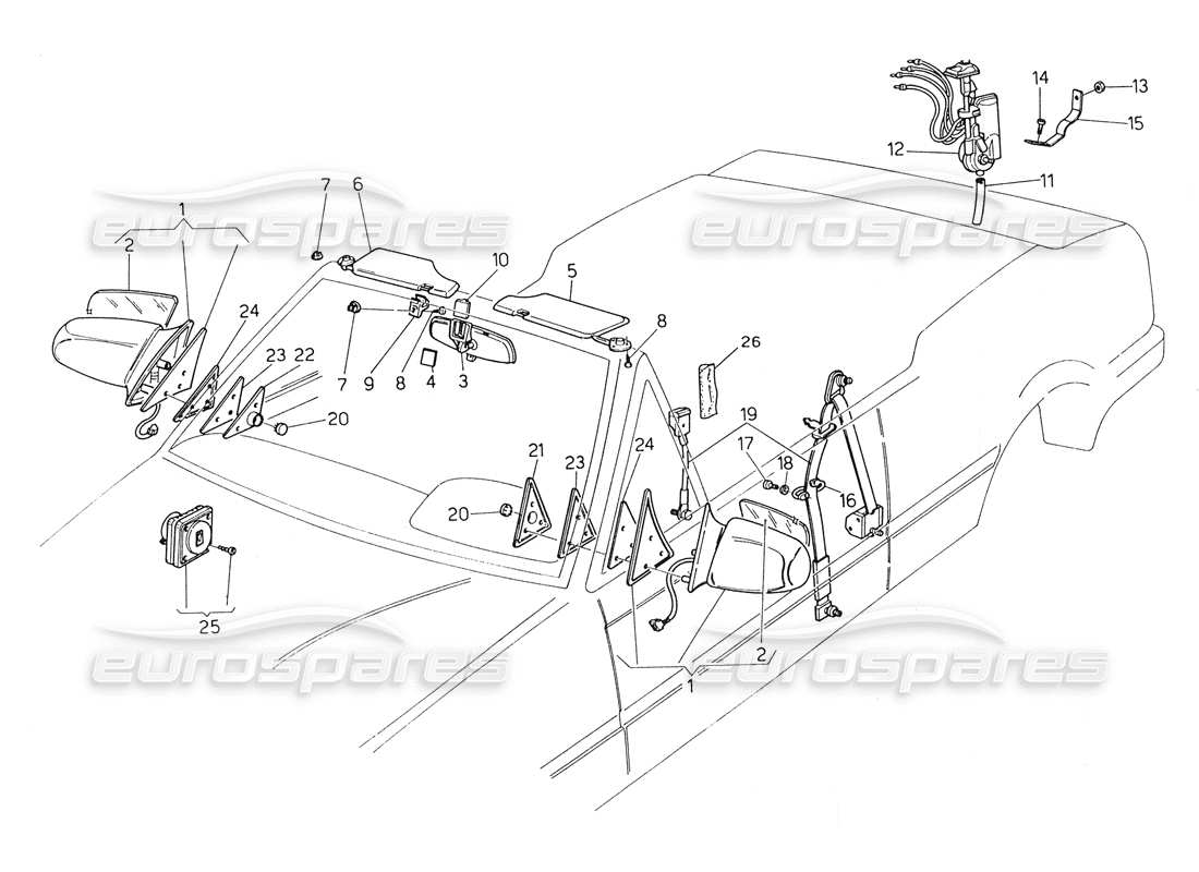 VIEW PARTS DIAGRAMS FROM THE MASERATI BITURBO SPIDER PARTS CATALOGUE a part diagram from the maserati biturbo spider parts catalogue