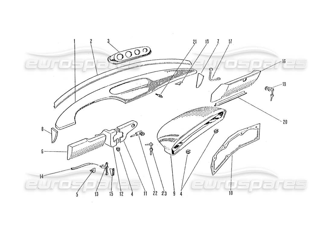 a part diagram from the ferrari 365 gtc4 (coachwork) parts catalogue