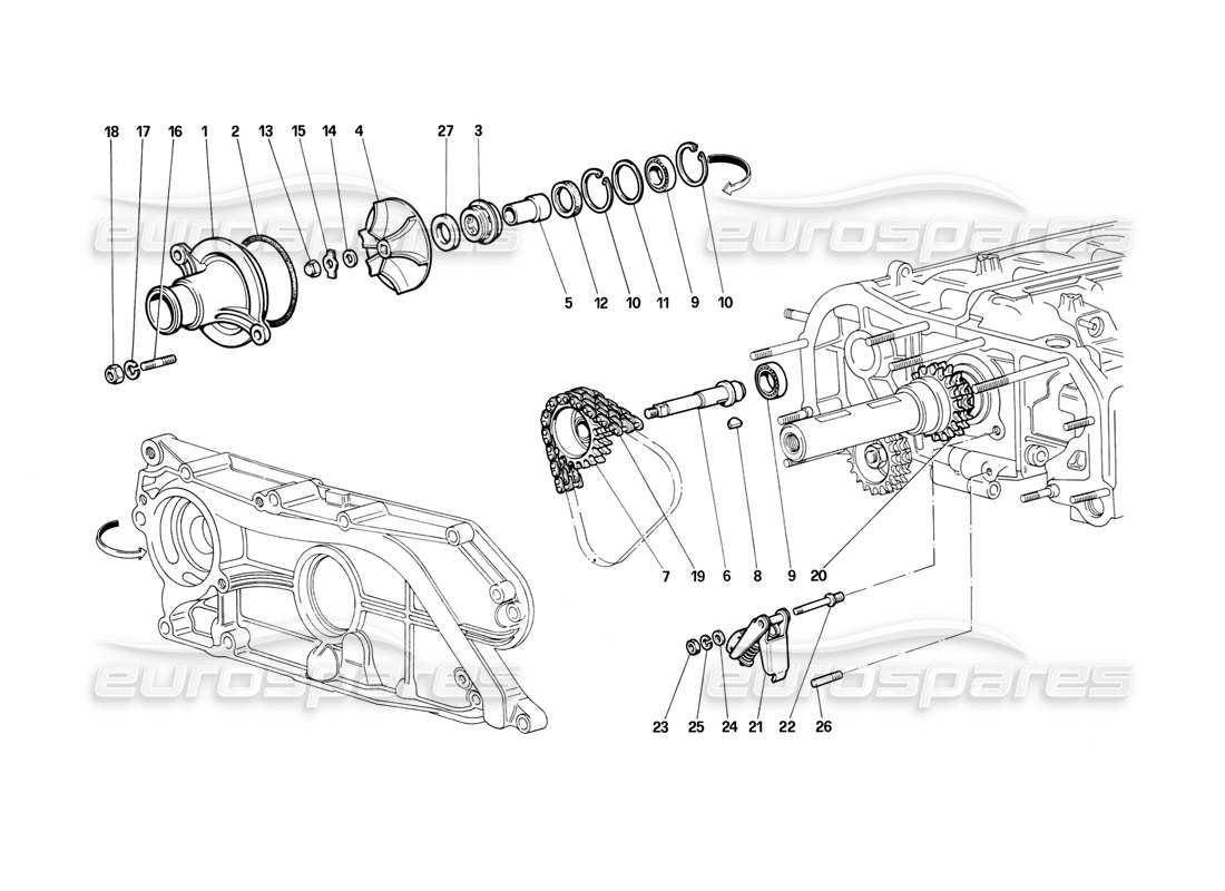 a part diagram from the ferrari testarossa (1987) parts catalogue