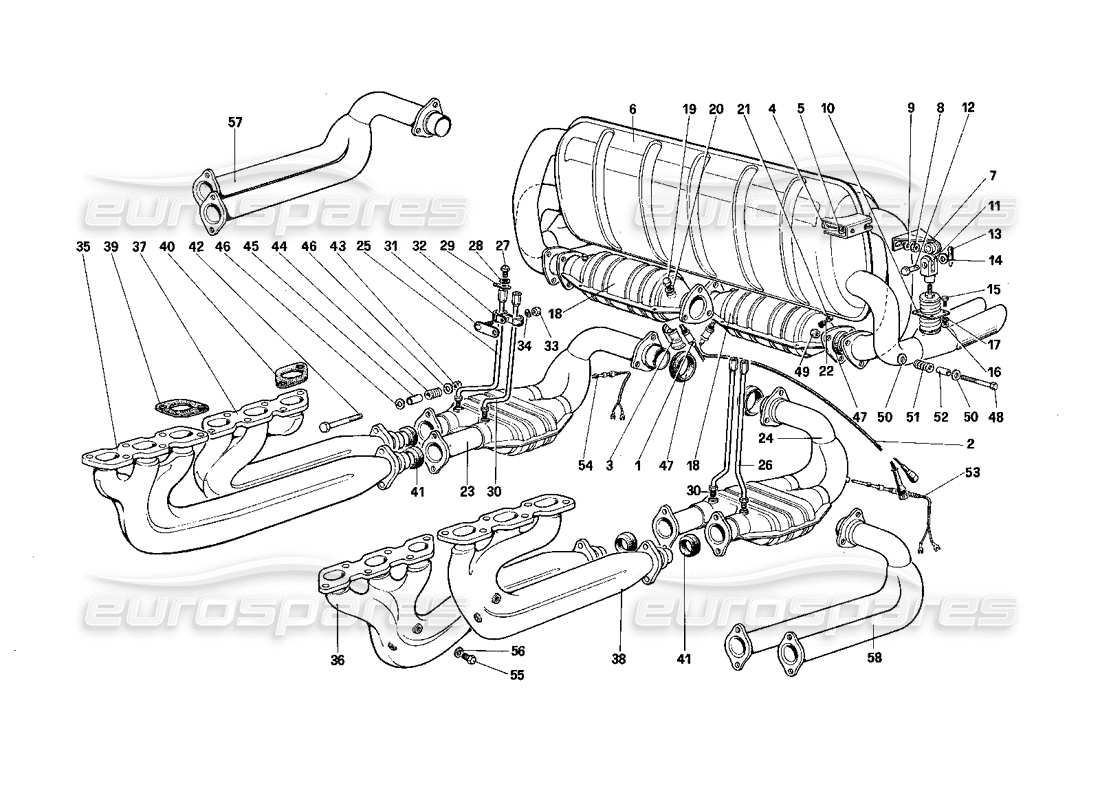 a part diagram from the ferrari testarossa parts catalogue