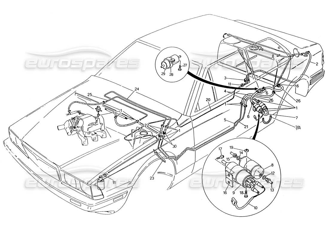 a part diagram from the Maserati 222 / 222E Biturbo parts catalogue