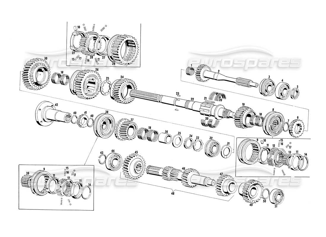 a part diagram from the maserati ghibli (1967-1973) parts catalogue