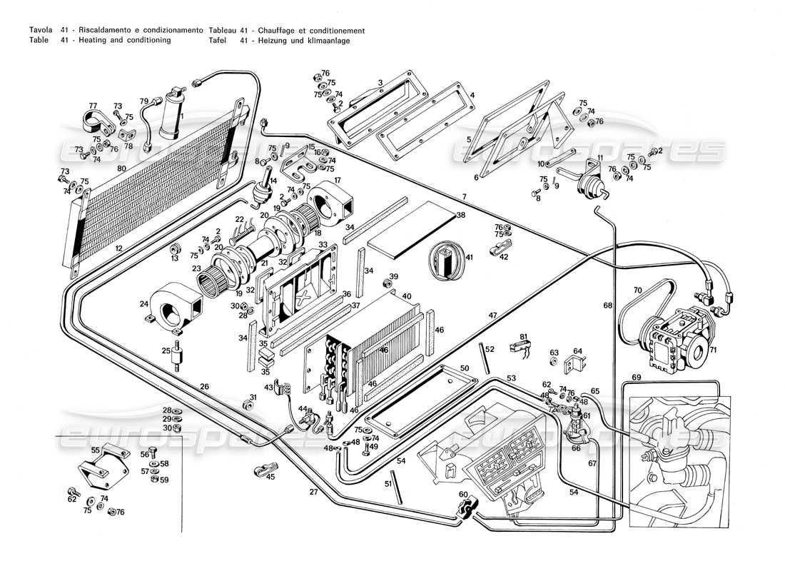 a part diagram from the maserati merak parts catalogue