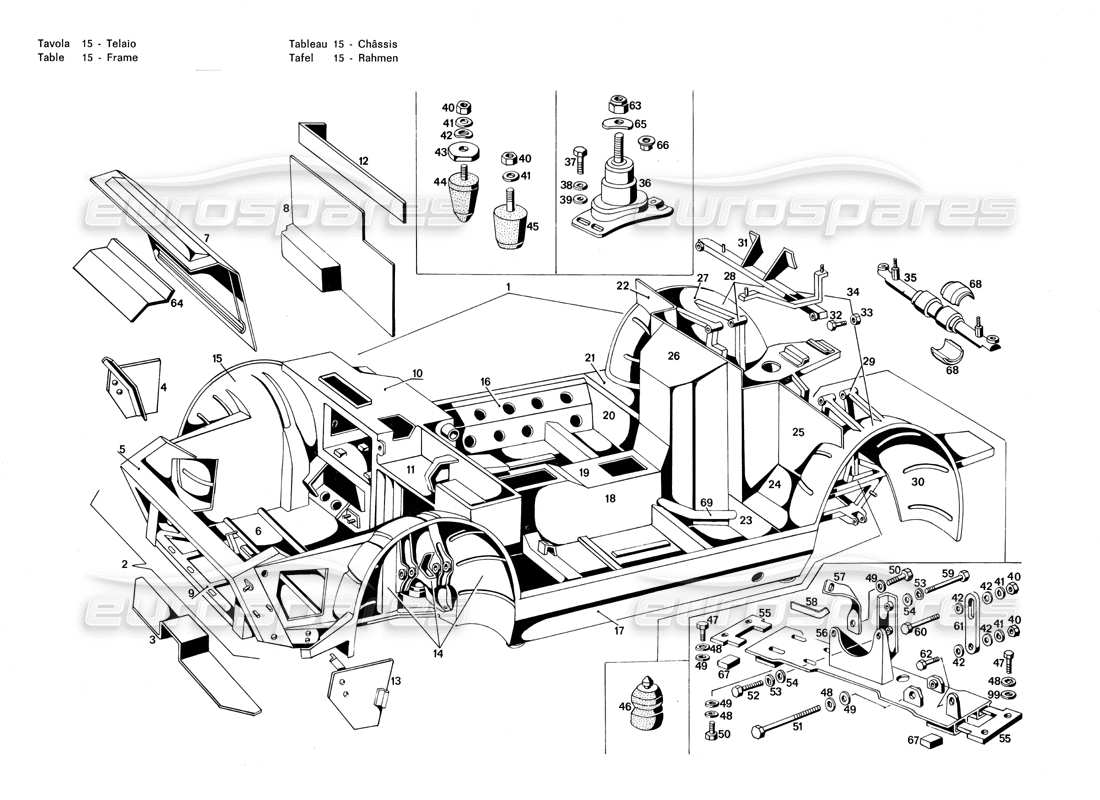 VIEW PARTS DIAGRAMS FROM THE MASERATI MERAK PARTS CATALOGUE a part diagram from the maserati merak parts catalogue