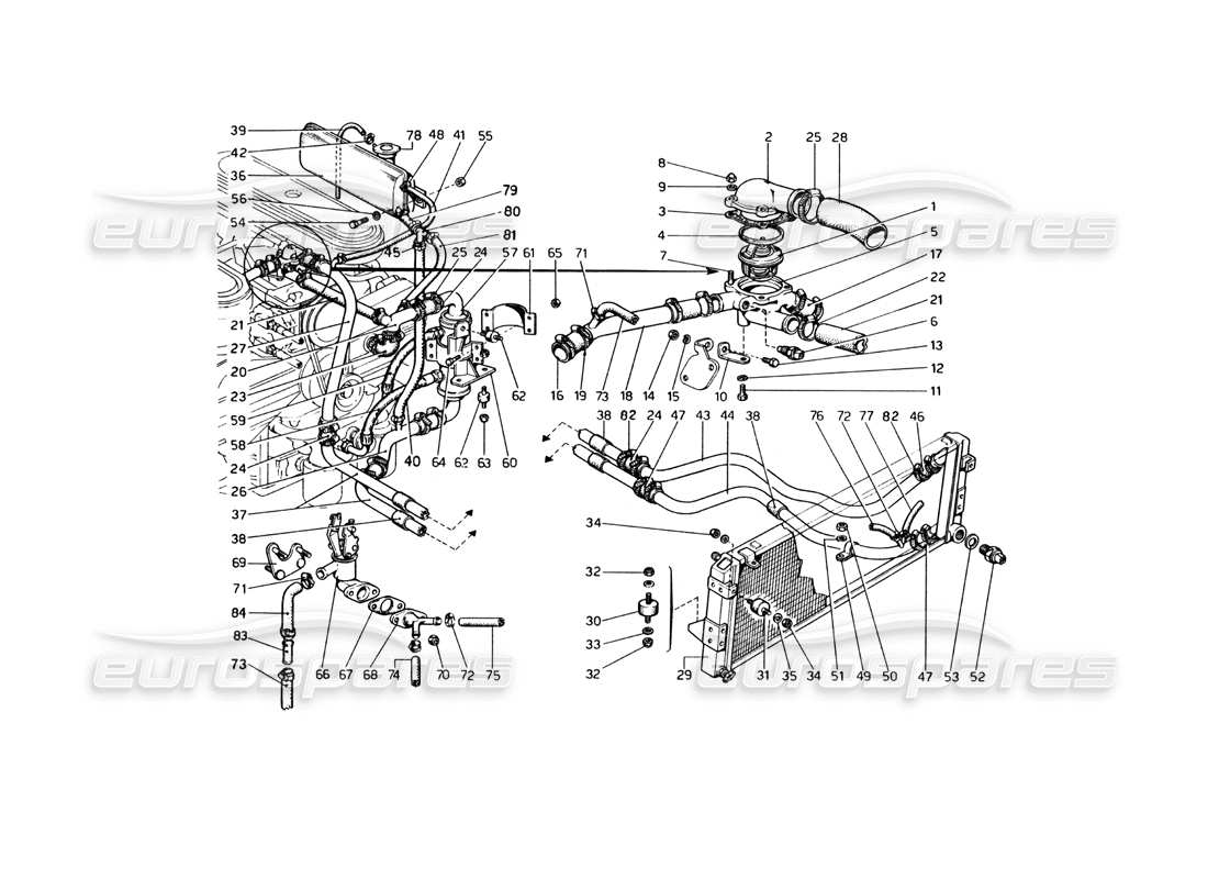 a part diagram from the ferrari 365 gt4 berlinetta boxer parts catalogue
