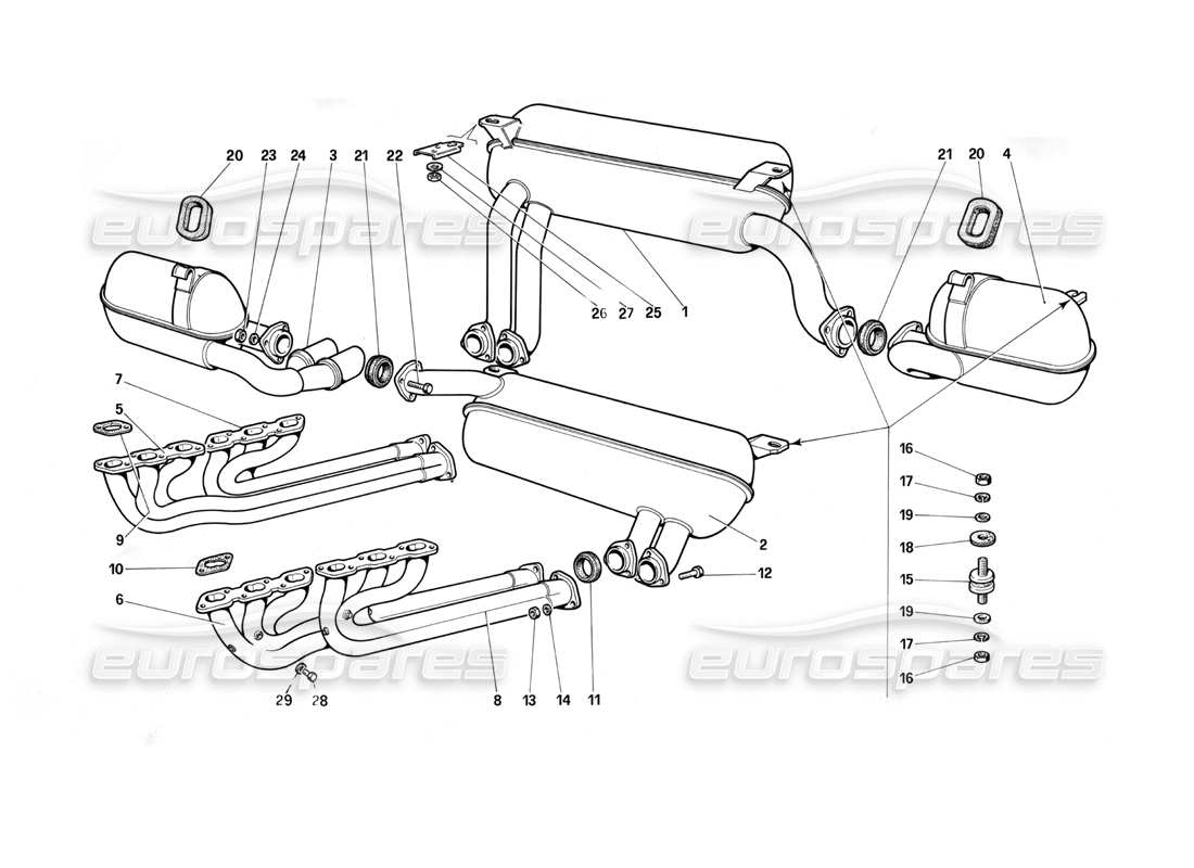 a part diagram from the ferrari testarossa parts catalogue