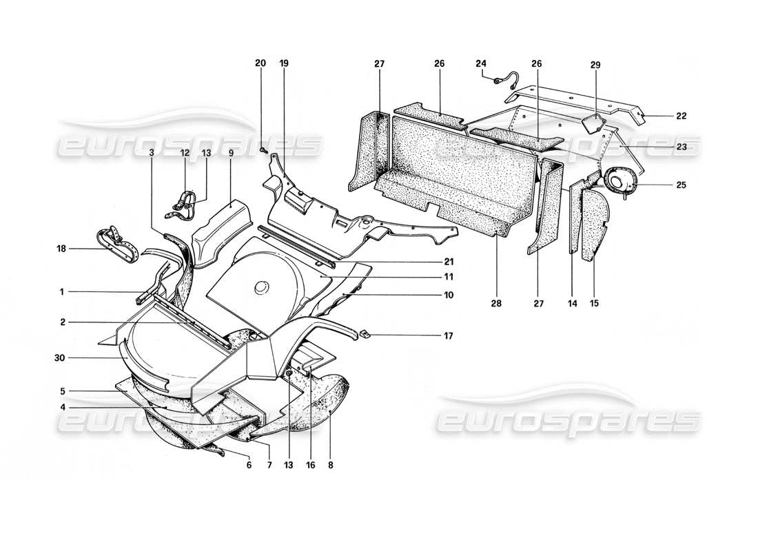 a part diagram from the ferrari 512 bbi parts catalogue