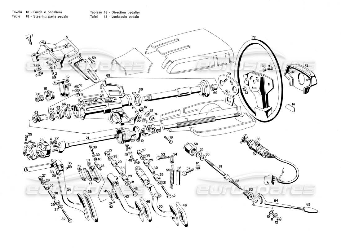 VIEW PARTS DIAGRAMS FROM THE MASERATI MERAK PARTS CATALOGUE a part diagram from the maserati merak parts catalogue