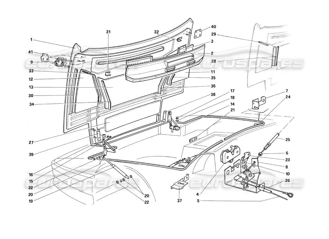 a part diagram from the ferrari testarossa parts catalogue