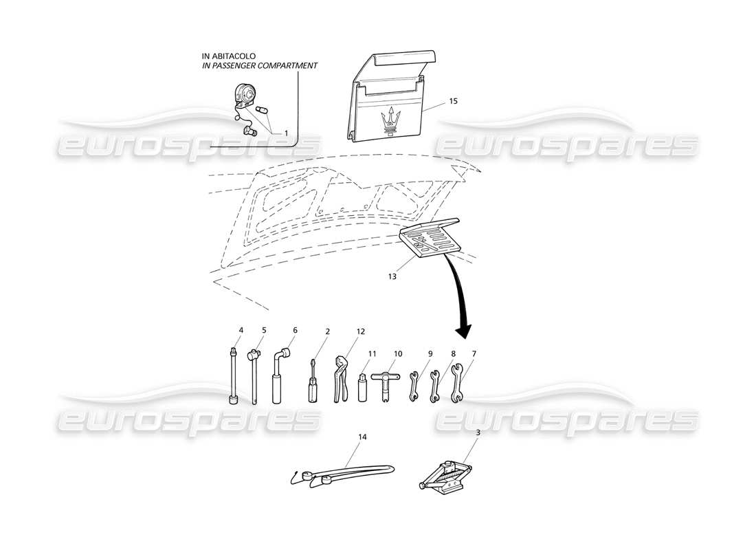 a part diagram from the maserati quattroporte (1996-2001) parts catalogue