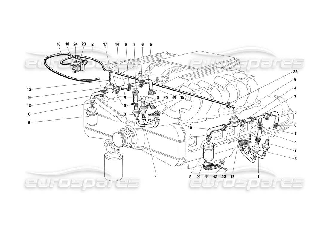 VIEW PARTS DIAGRAMS FROM THE FERRARI TESTAROSSA PARTS CATALOGUE a part diagram from the ferrari testarossa parts catalogue
