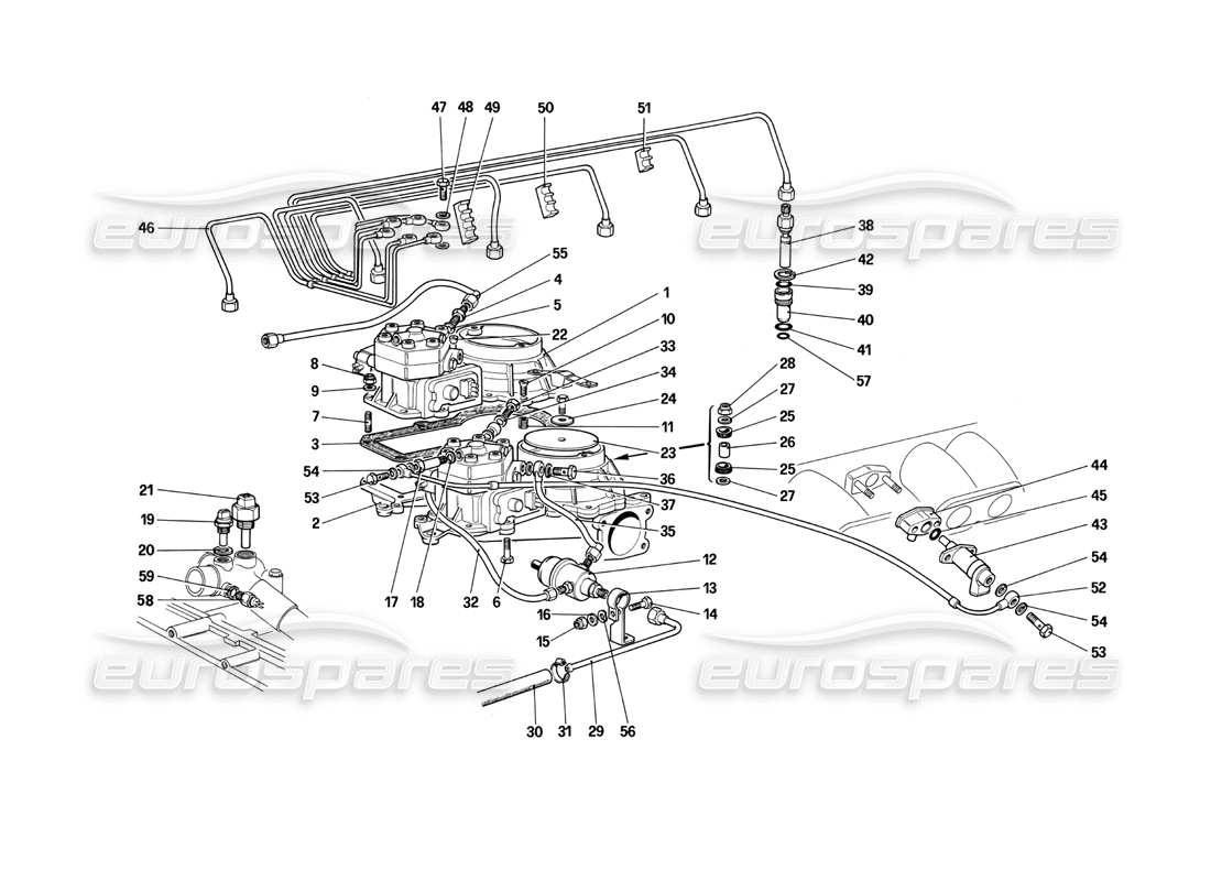 a part diagram from the ferrari testarossa (1990) parts catalogue