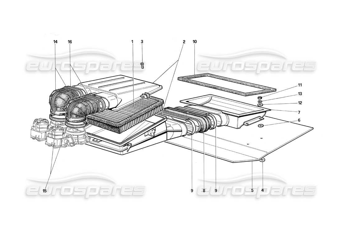VIEW PARTS DIAGRAMS FROM THE FERRARI TESTAROSSA PARTS CATALOGUE a part diagram from the ferrari testarossa parts catalogue