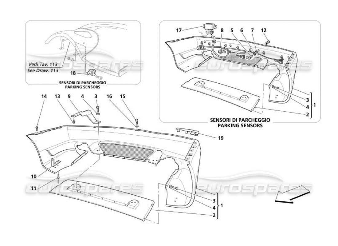 a part diagram from the maserati 4200 coupe (2005) parts catalogue