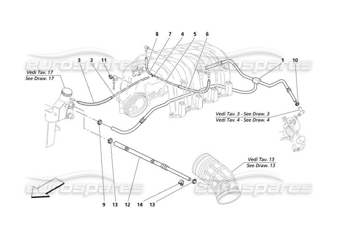 a part diagram from the maserati 4200 spyder (2005) parts catalogue