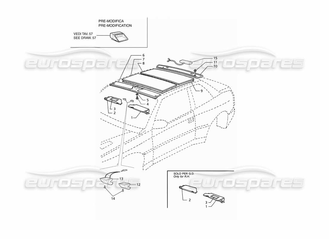 a part diagram from the maserati ghibli (1993-1995) parts catalogue