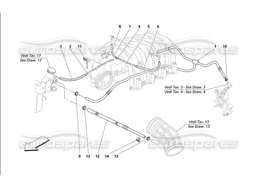 a part diagram from the maserati 4200 parts catalogue