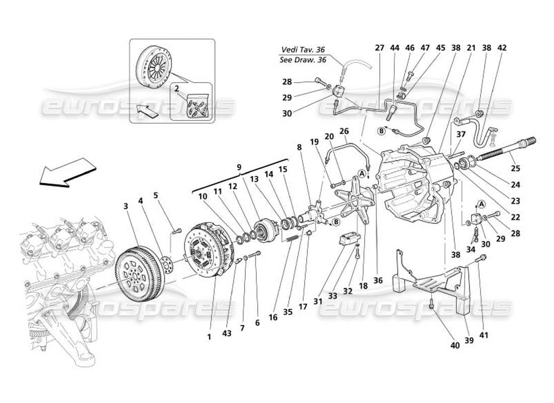 a part diagram from the maserati 4200 spyder (2005) parts catalogue