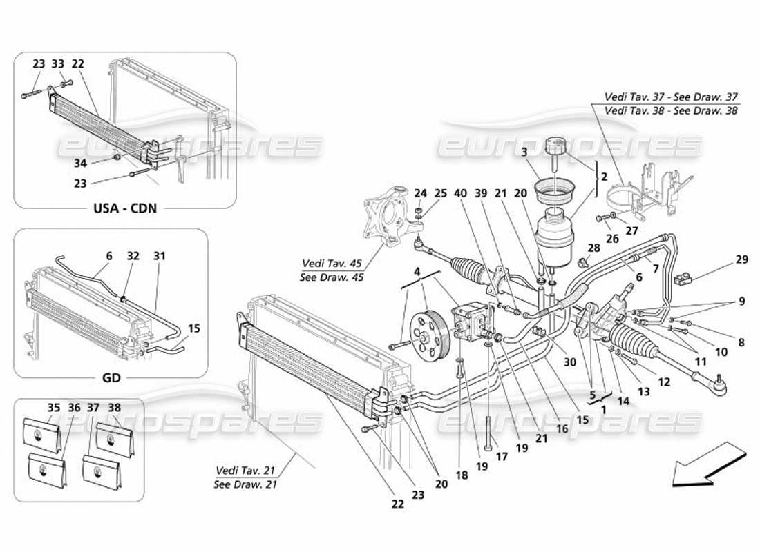 a part diagram from the maserati 4200 spyder (2005) parts catalogue