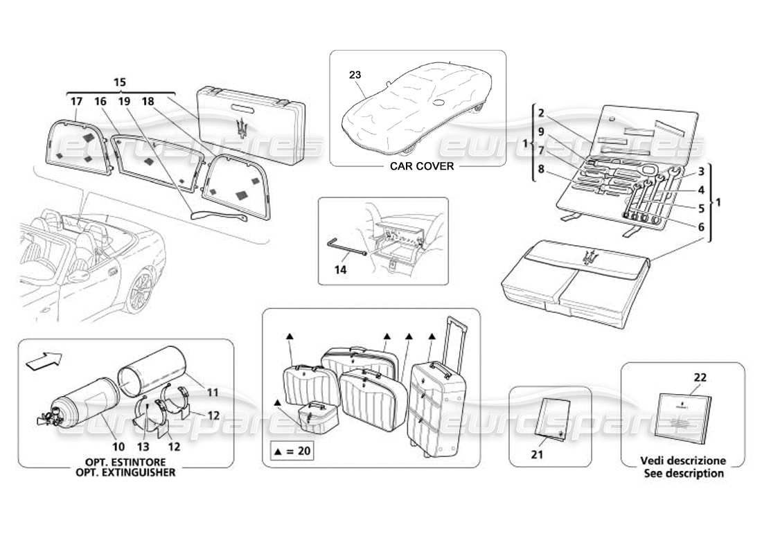 a part diagram from the maserati 4200 spyder (2005) parts catalogue