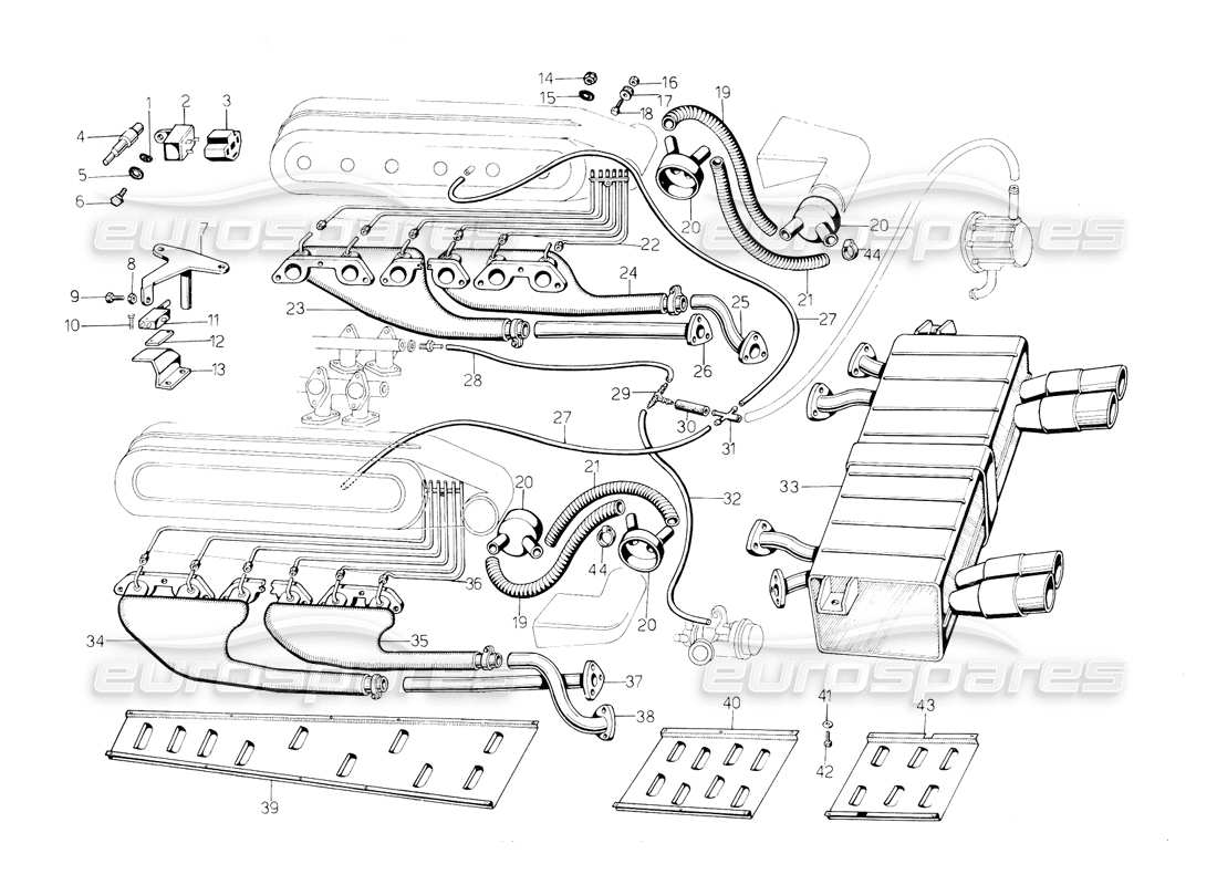 a part diagram from the lamborghini countach parts catalogue