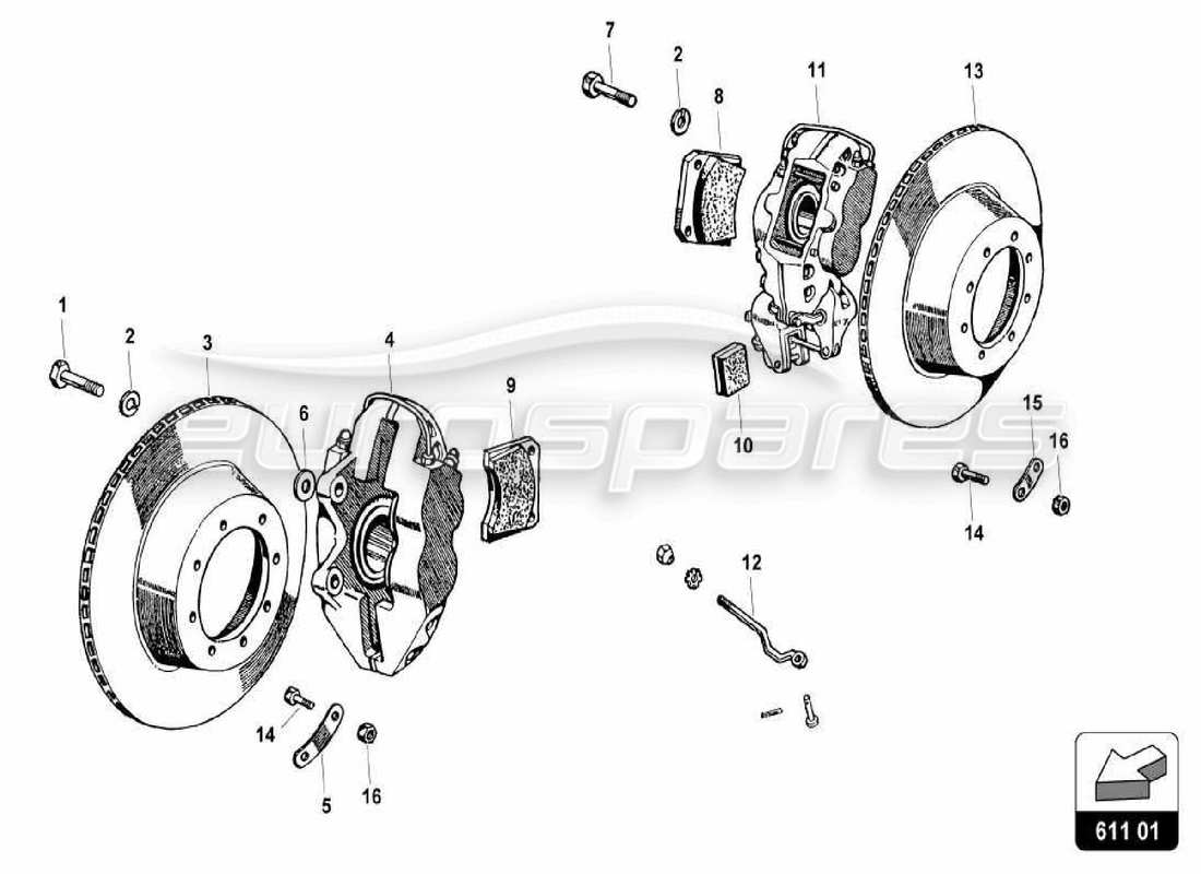 VIEW PARTS DIAGRAMS FROM THE LAMBORGHINI MIURA PARTS CATALOGUE a part diagram from the lamborghini miura parts catalogue