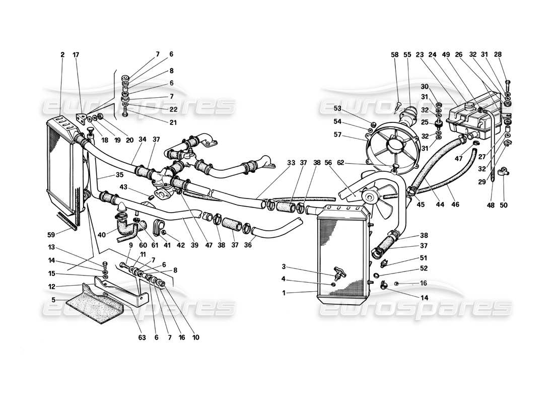 a part diagram from the ferrari testarossa parts catalogue