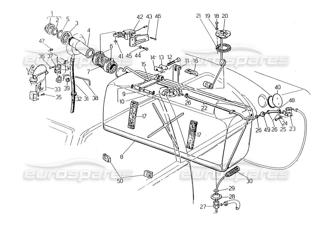 a part diagram from the maserati biturbo (1983-1995) parts catalogue