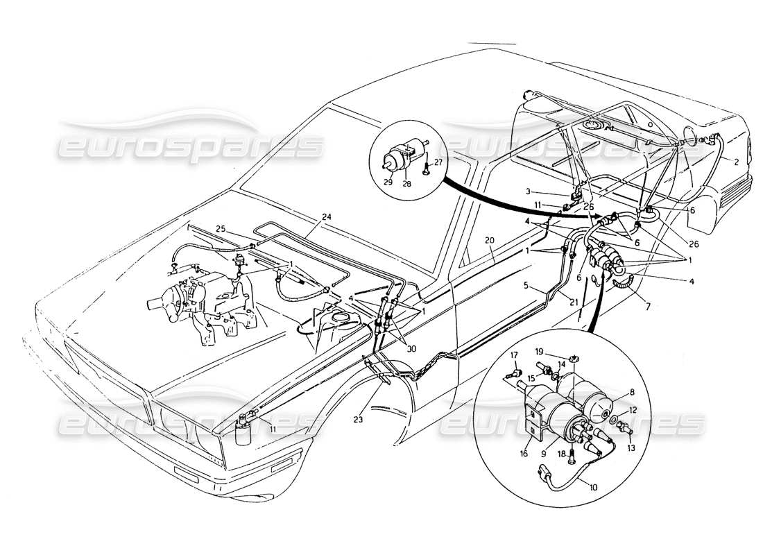a part diagram from the maserati biturbo (1983-1995) parts catalogue