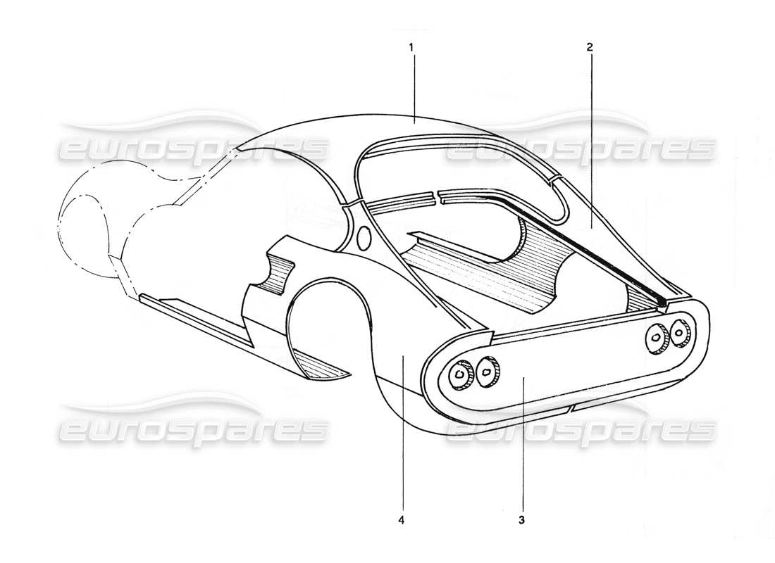 a part diagram from the ferrari 206 gt dino (coachwork) parts catalogue