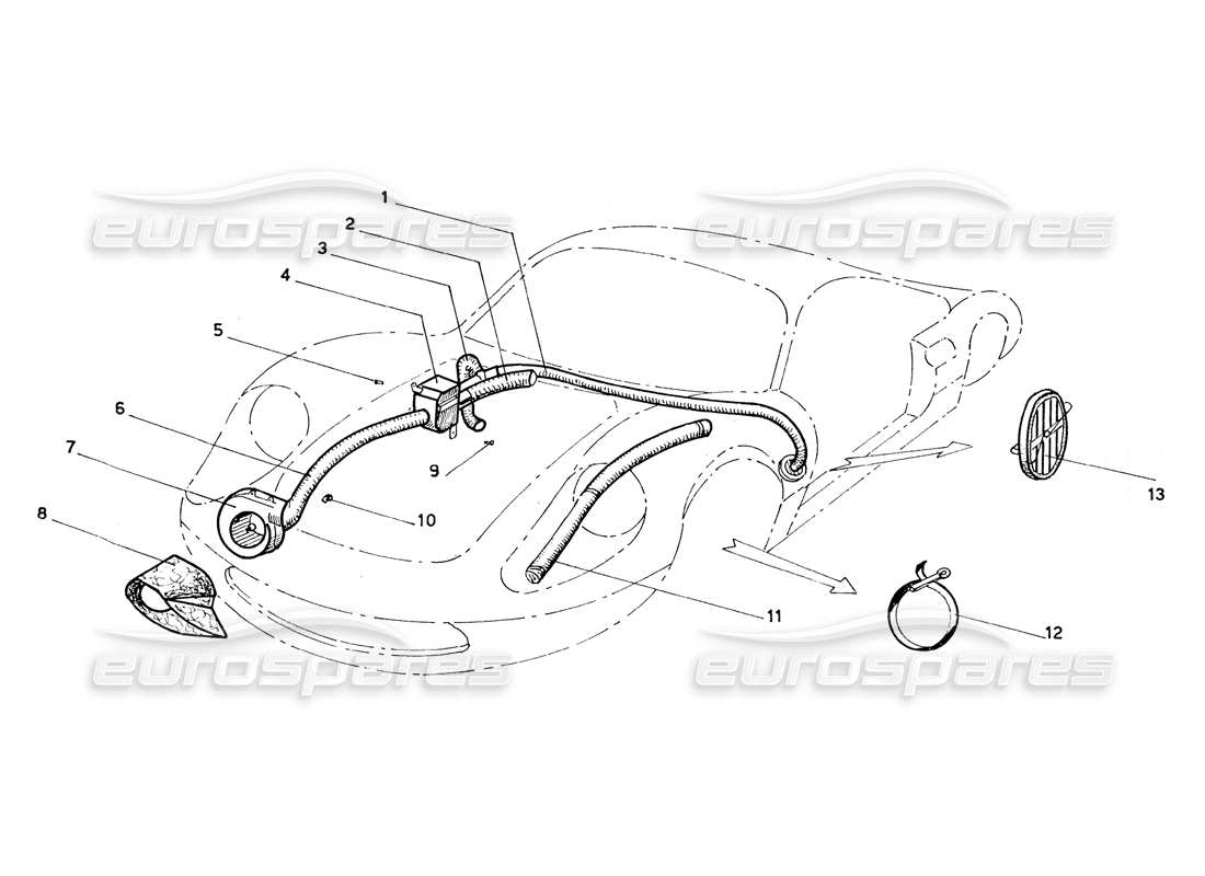 a part diagram from the ferrari 206 gt dino (coachwork) parts catalogue