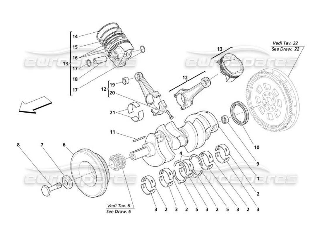 a part diagram from the maserati 4200 gransport (2005) parts catalogue
