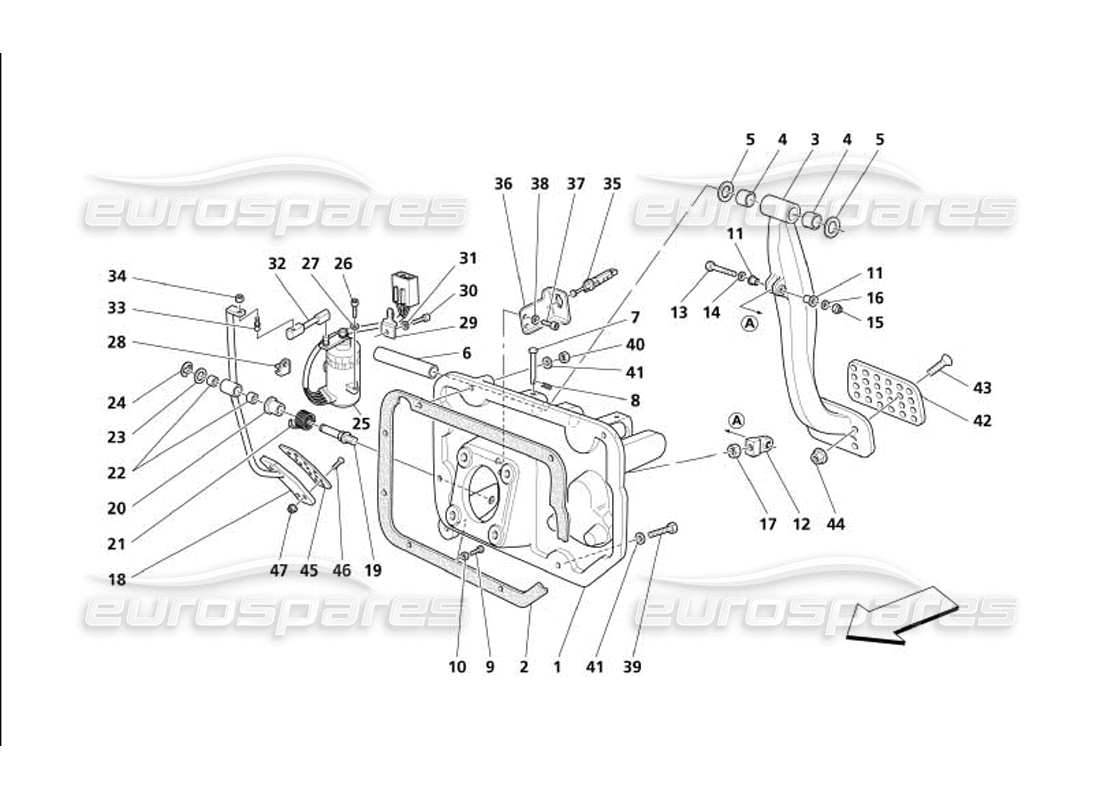 a part diagram from the maserati 4200 gransport (2005) parts catalogue