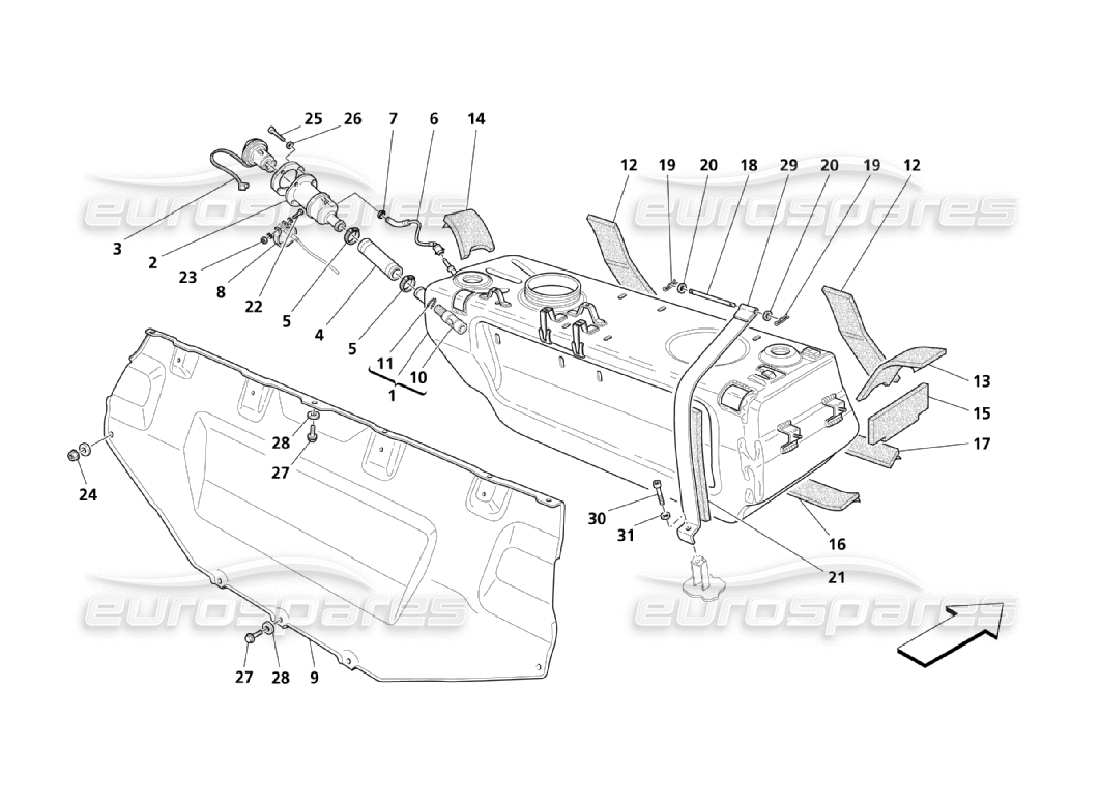 a part diagram from the maserati quattroporte m139 (2005-2013) parts catalogue