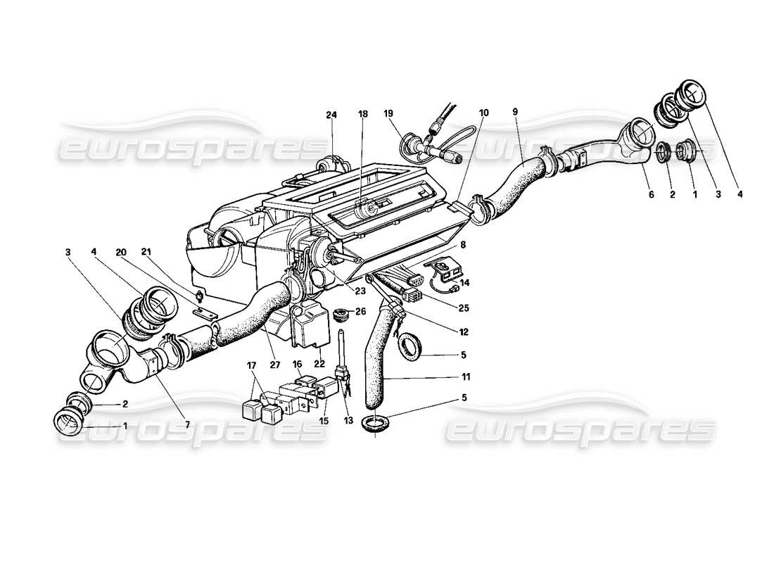 a part diagram from the ferrari testarossa parts catalogue