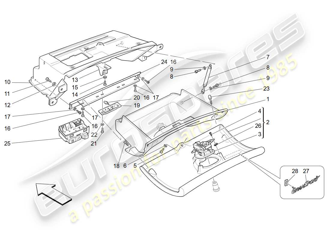 a part diagram from the maserati 4200 gransport (2005) parts catalogue