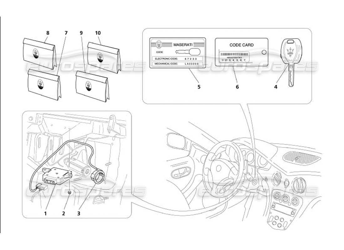 a part diagram from the maserati 4200 gransport (2005) parts catalogue
