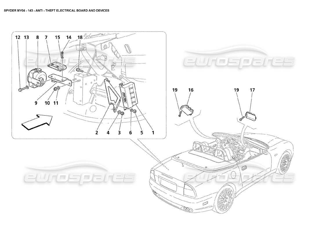 a part diagram from the maserati 4200 spyder (2004) parts catalogue