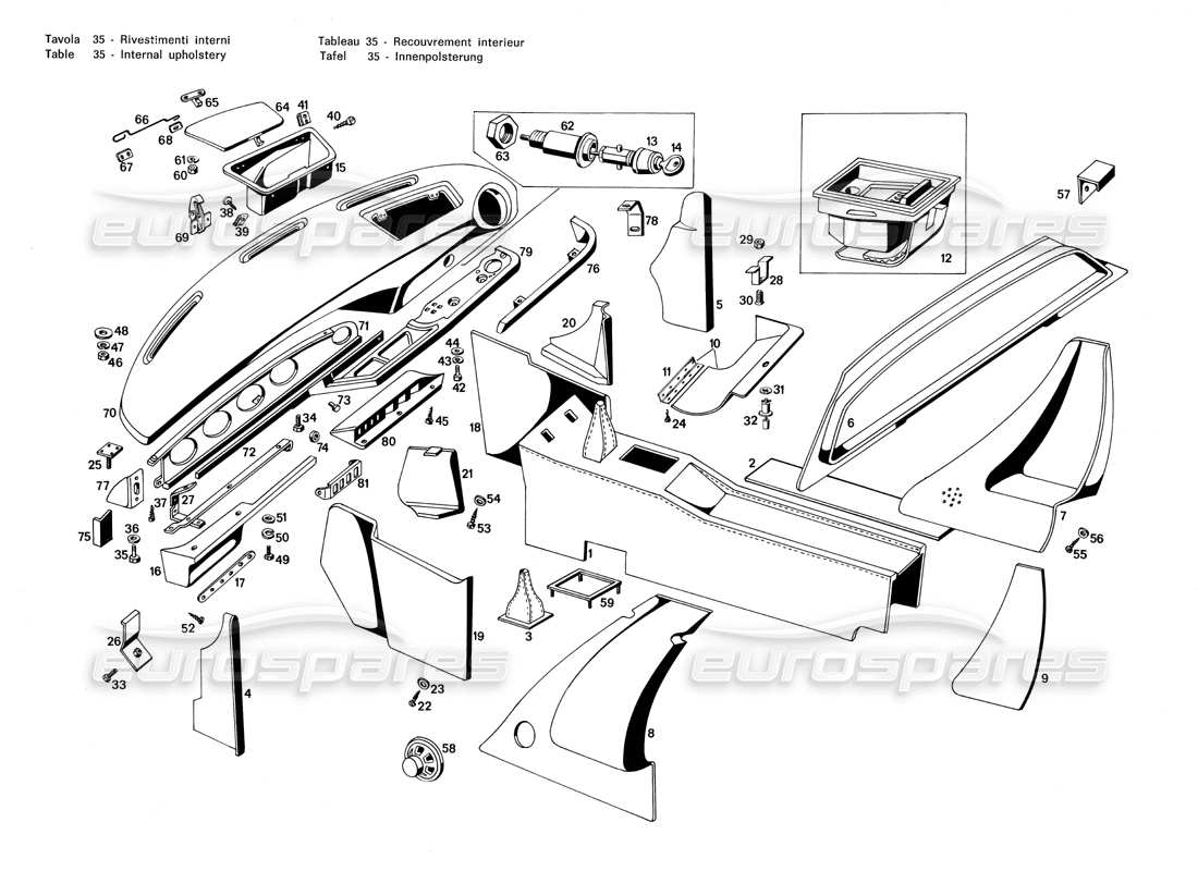 VIEW PARTS DIAGRAMS FROM THE MASERATI MERAK PARTS CATALOGUE a part diagram from the maserati merak parts catalogue