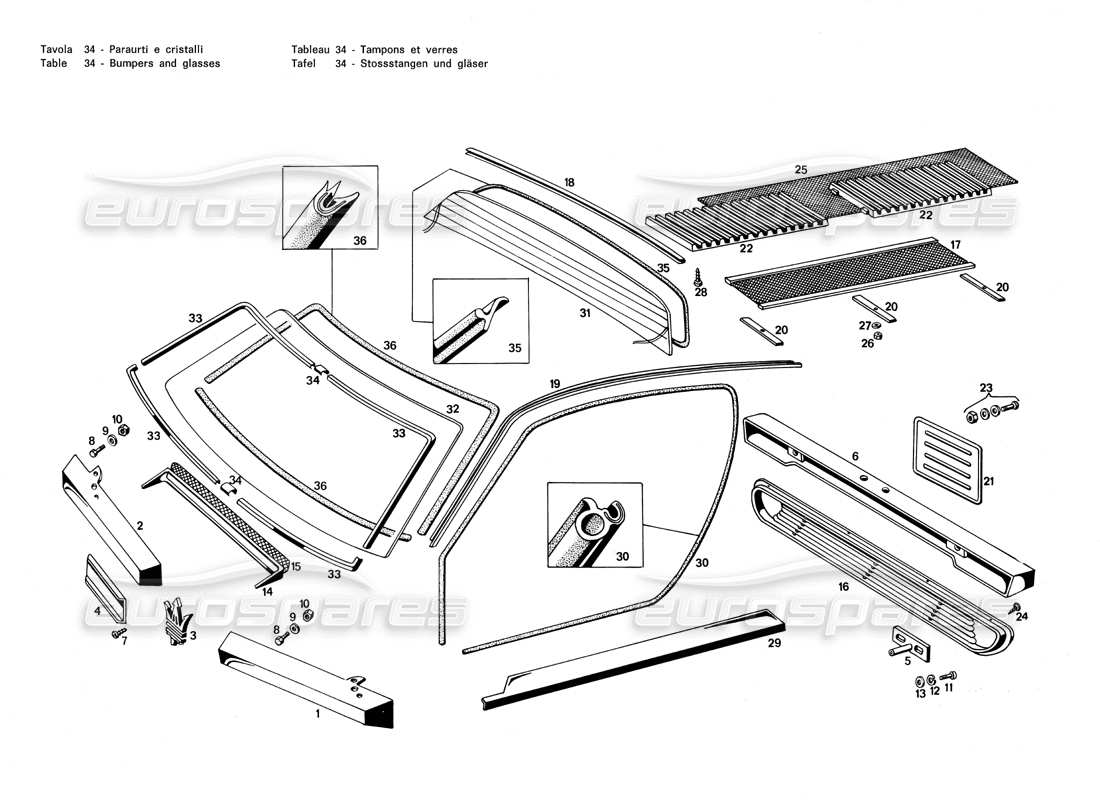 VIEW PARTS DIAGRAMS FROM THE MASERATI MERAK PARTS CATALOGUE a part diagram from the maserati merak parts catalogue