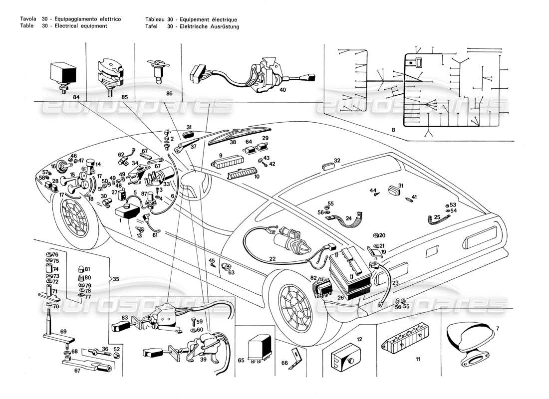a part diagram from the maserati merak parts catalogue