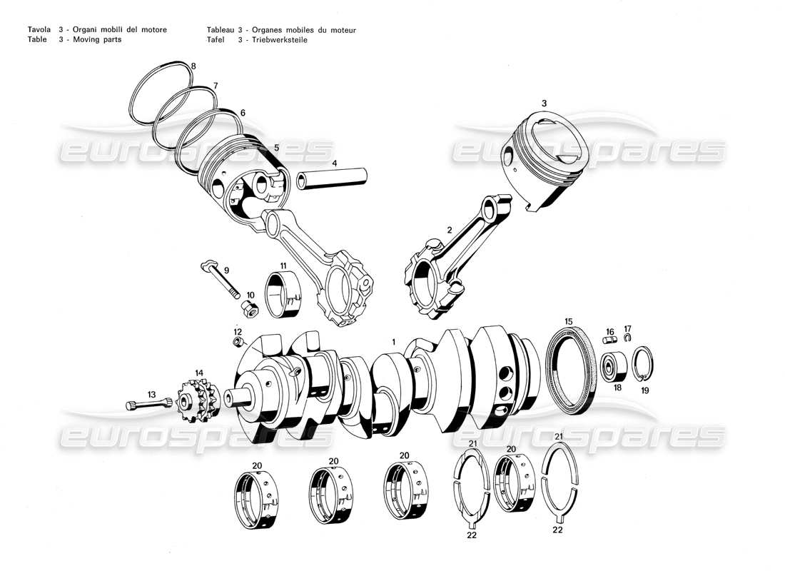 VIEW PARTS DIAGRAMS FROM THE MASERATI MERAK PARTS CATALOGUE a part diagram from the maserati merak parts catalogue