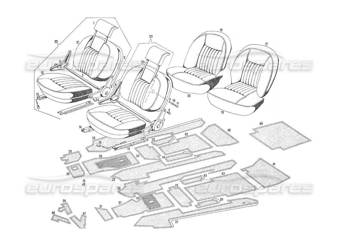 VIEW PARTS DIAGRAMS FROM THE MASERATI INDY PARTS CATALOGUE a part diagram from the maserati indy parts catalogue
