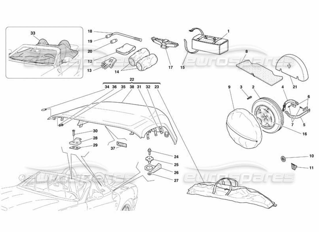 a part diagram from the Ferrari 550 Barchetta parts catalogue