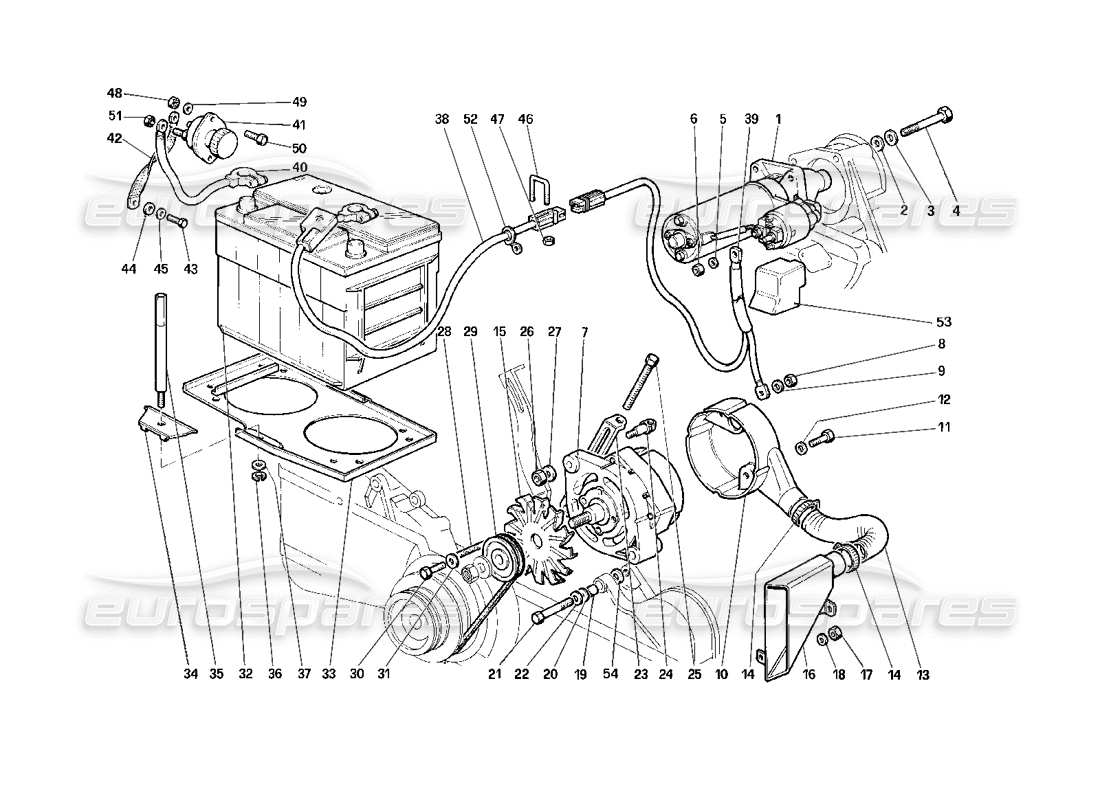 a part diagram from the ferrari testarossa parts catalogue