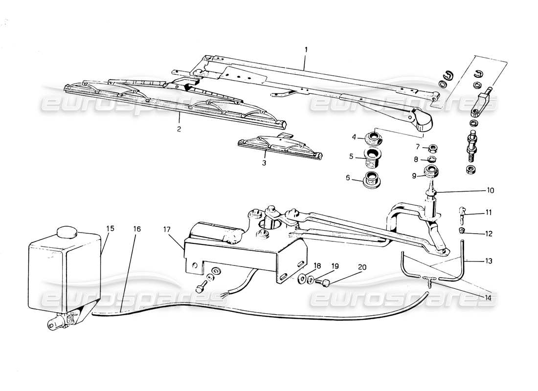 a part diagram from the lamborghini countach 5000 qvi (1989) parts catalogue