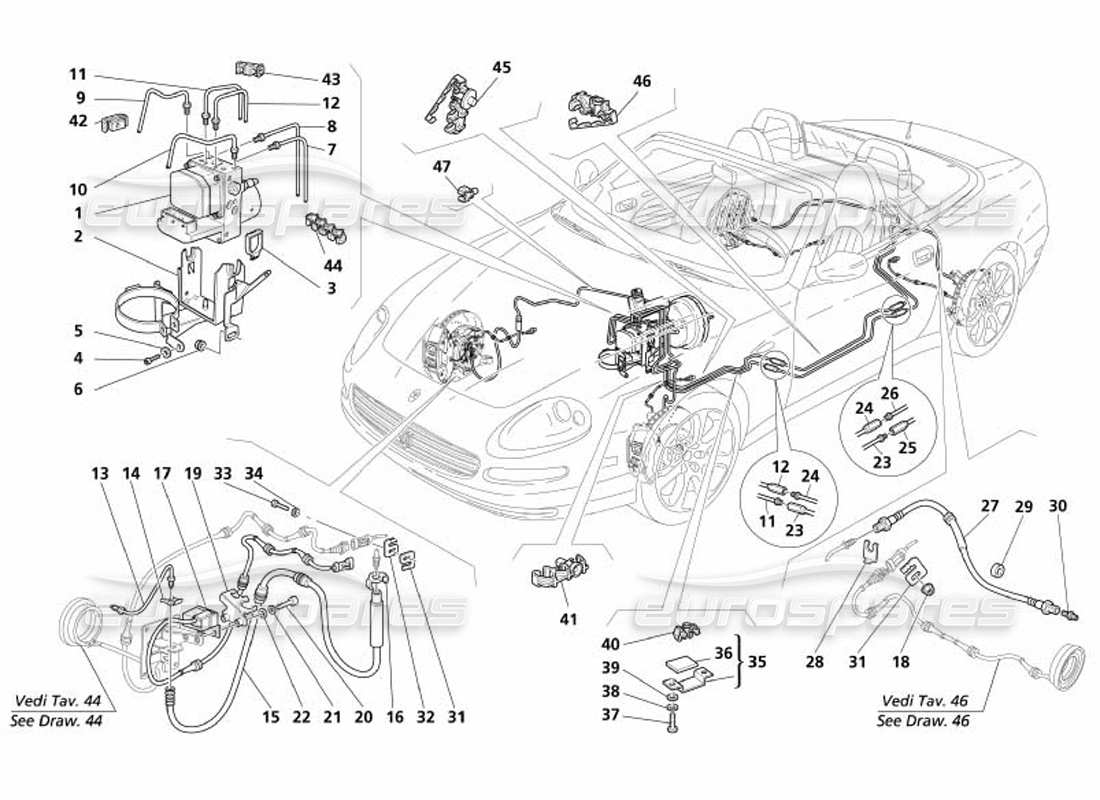 a part diagram from the maserati 4200 spyder (2005) parts catalogue