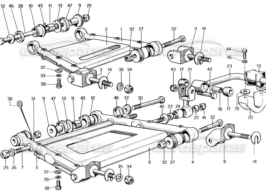 a part diagram from the ferrari 365 gt4 2+2 (1973) parts catalogue