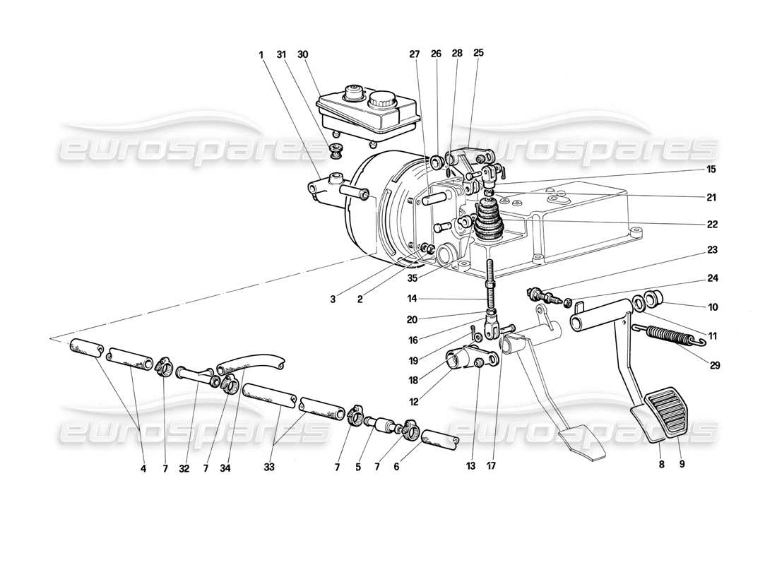 a part diagram from the ferrari testarossa (1990) parts catalogue