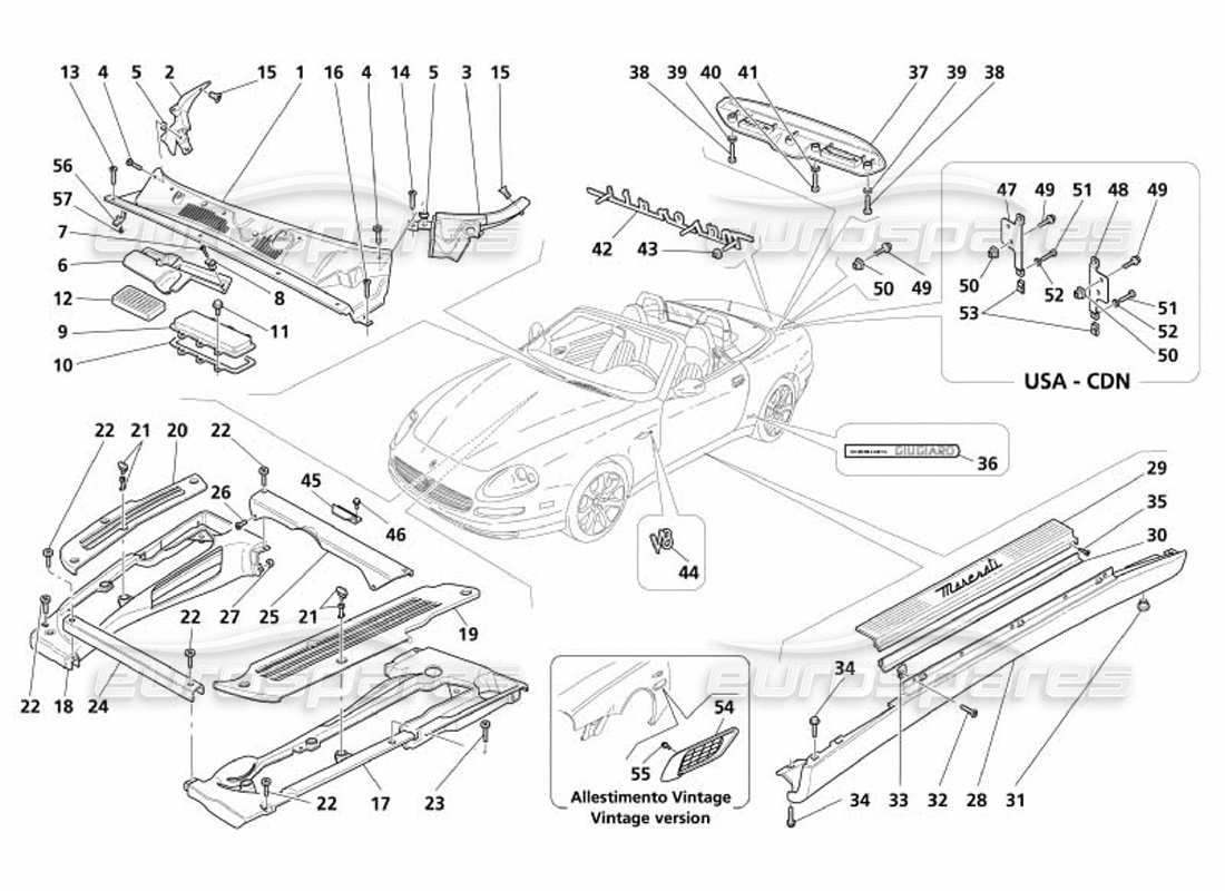 VIEW PARTS DIAGRAMS FROM THE MASERATI 4200 PARTS CATALOGUE a part diagram from the maserati 4200 parts catalogue
